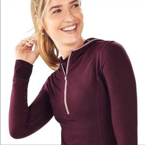 Fabletics Mesh Long Sleeve Hooded Half-zip Athletic Shirt in Deep Purple